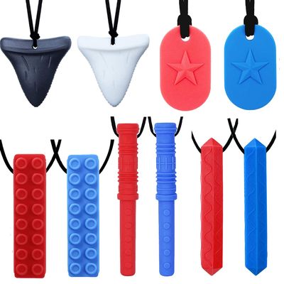 Sensory Chew Necklace by GNAWRISHING 10-Pack for Autistic, ADHD, SPD, Occral Motor Boys and Girls (Tough, Long-Lasting)