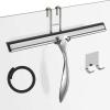14-Inches Stainless Steel Shower Squeegee Set, Include Shower Door Hook, Adhesive Hook and Spare Silicone Blade, Window Squeegee for Shower Glass Door, Bathroom, Mirror, Window and Car Glass view 1