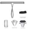 14-Inches Stainless Steel Shower Squeegee Set, Include Shower Door Hook, Adhesive Hook and Spare Silicone Blade, Window Squeegee for Shower Glass Door, Bathroom, Mirror, Window and Car Glass view 2