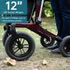 ELENKER All-Terrain Rollator Walker with Non-Pneumatic Tire 12 Front Rubber Wheels, Compact Folding Design for Seniors, Red view 2
