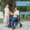 ELENKER All-Terrain Rollator Walker with Non-Pneumatic Tire 12 Front Wheels, Compact Folding Design for Seniors, Blue view 4
