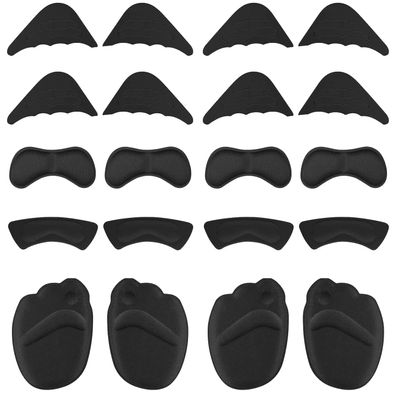 10 Pairs Heel Cushion Pads Toe Filler Inserts Forefoot Cushion Pads-Heel Grips Liner Shoe Insoles for Women Shoes That are Too Big-Shoe Size Reducer for Loose Shoes Blisters Pain Relieve-Black