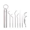 Dental Pick Portable Stainless Steel Tooth Pick Set Reusable Tooth Stains Remover Dental Tool Teeth Cleaning Tools with Holder for Outdoor Picnic, Camping, Travel (7PCS/Set) view 1