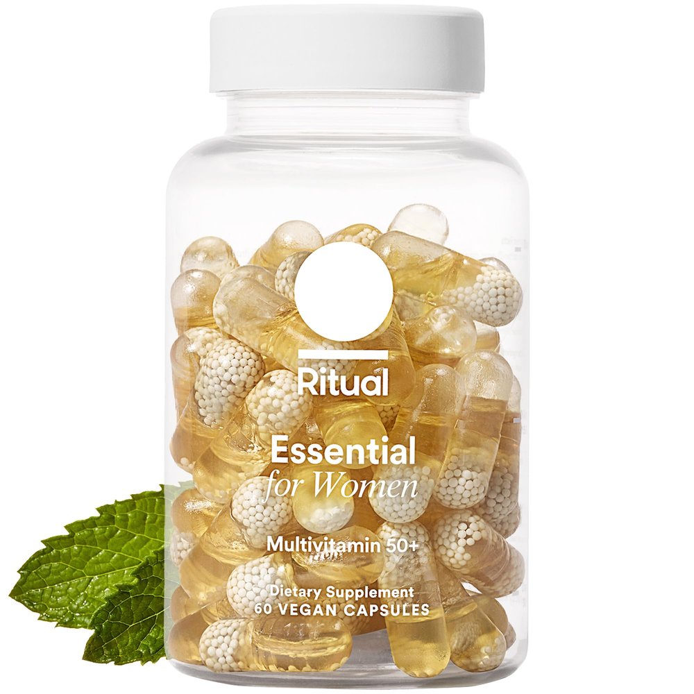 Ritual Multivitamin for Women 50+, Menopause Supplements with Vitamin D3, K2 and Magnesium for Bone Support*, Omega-3 DHA, Vitamin B12, Non-GMO, Mint Essenced, 30 Day Supply, 60 Vegan Capsules