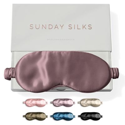 SUNDAYSILKS Exclusive Mulberry Silk Sleep Mask | Soft Eye Covers, Blackout Sleeping Mask for Women & Men | Silk Eye Mask for Sleep, Travel, and Relaxation | Antifaz para Dormir [Deep Muave]