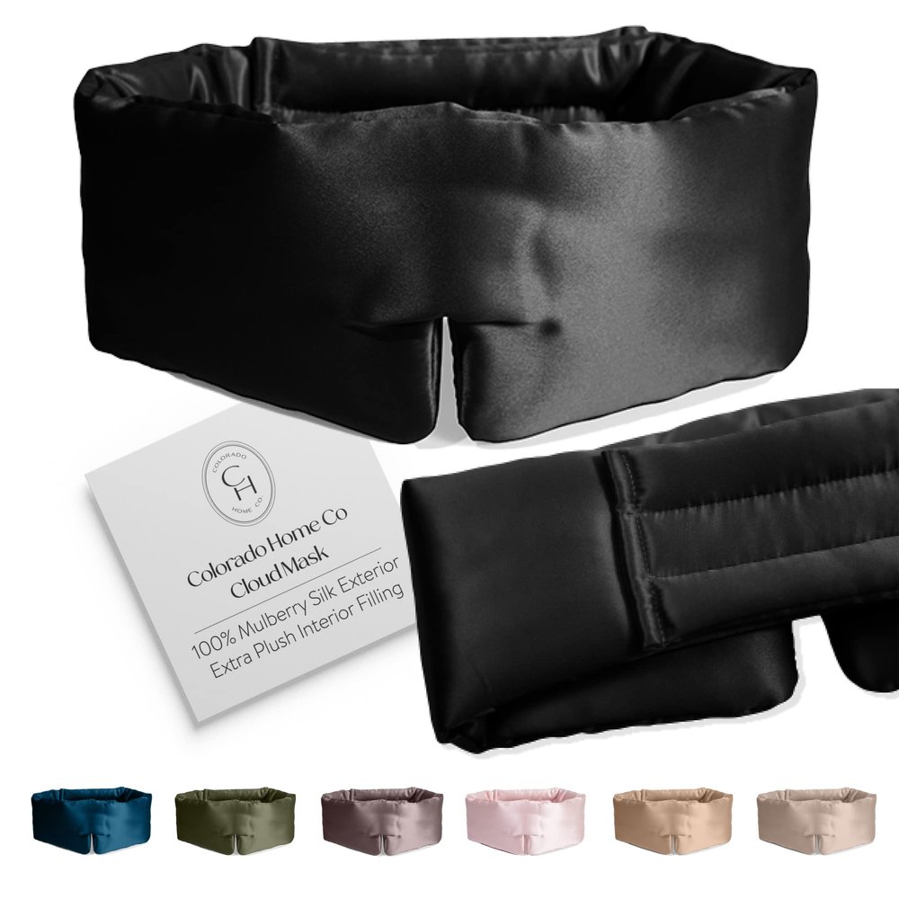 SUNDAYSILKS | Adjustable Silk Sleep Mask for Side Sleeper | Cloud-Like Comfort, Weighted for Deep Sleep | Soft Sleep Face Mask for Women & Men, Full Blackout, Cooling Silk Eye Mask for Sleeping