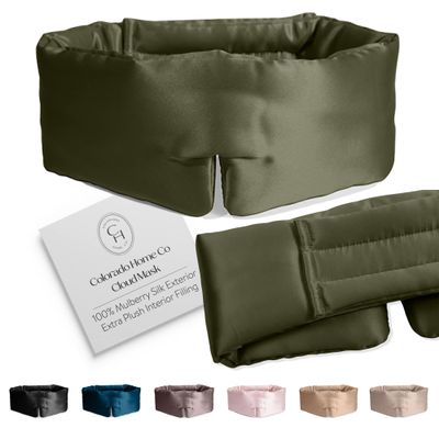 SUNDAYSILKS | Adjustable Silk Sleep Mask for Side Sleeper | Cloud-Like Comfort, Weighted for Deep Sleep | Soft Sleep Face Mask for Women & Men, Full Blackout, Cooling Silk Eye Mask for Sleeping