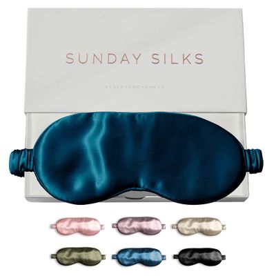 SUNDAYSILKS Exclusive Mulberry Silk Sleep Mask | Soft Eye Covers, Blackout Sleeping Mask for Women & Men | Silk Eye Mask for Sleep, Travel, and Relaxation | Antifaz para Dormir [Midnight Blue]