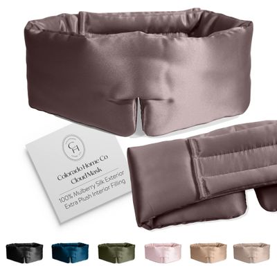 Colorado Home Co Cozy Silk Eye Mask - Blackout, Adjustable for Side Sleepers & Travel, Cloud Eye Covers, Mauve
