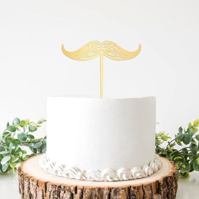 Happy Fathers Day Mustache Cake Topper Acrylic Cake Decorations Cake Food Decoration Cupcake Topper Party Supplies for Birthday Father's Day Cake Party Decorations, 6inch