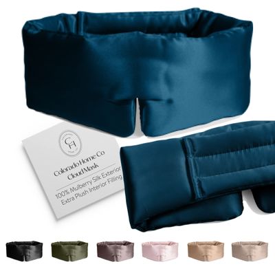SUNDAYSILKS | Adjustable Silk Sleep Mask for Side Sleeper | Cloud-Like Comfort, Weighted for Deep Sleep | Soft Sleep Face Mask for Women & Men, Full Blackout, Cooling Silk Eye Mask for Sleeping