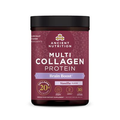 Ancient Nutrition Collagen Powder Protein, Multi Collagen Protein, Hydrolyzed Collagen Peptides Supports Skin and Nails, Joint Supplement (Brain Boost, 45 Servings)