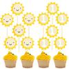 12pcs Sunflower 1st Birthday Cupcake Toppers,You Are My Sunshine First Birthday Decoration, Sunflower Themed One Birthday Party Cupcake Toppers, Prop Photo Prop Decoration view 1