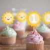 12pcs Sunflower 1st Birthday Cupcake Toppers,You Are My Sunshine First Birthday Decoration, Sunflower Themed One Birthday Party Cupcake Toppers, Prop Photo Prop Decoration view 4