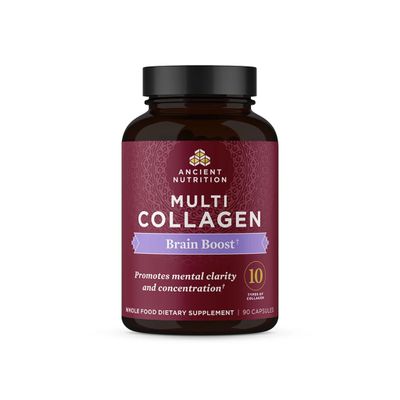 Ancient Nutrition Collagen Protein Brain Boost, Collagen Protein Capsules Brain Supplement for Reduced Joint Discomfort, Healthy Skin and Nails, 90 ct