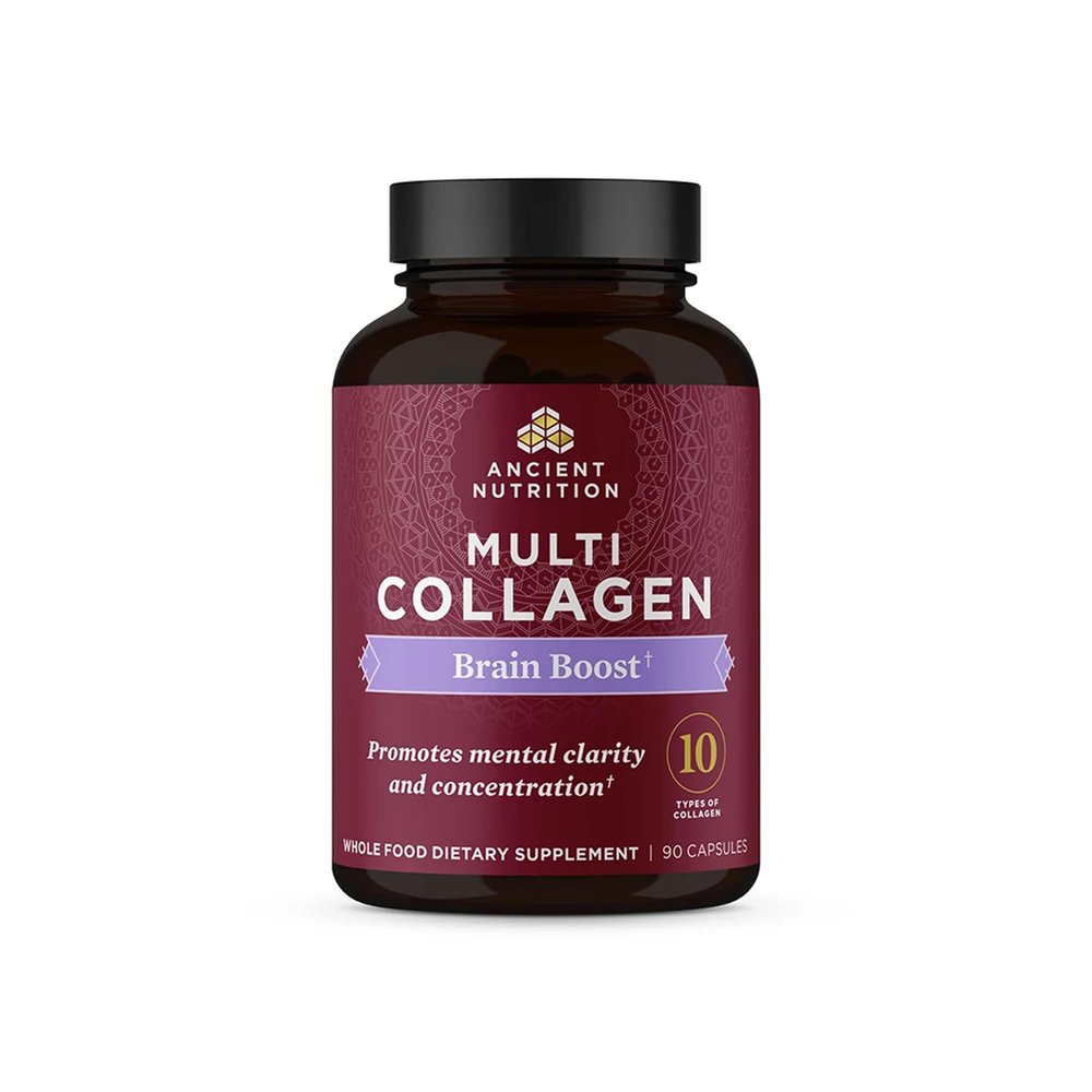 Ancient Nutrition Collagen Protein Brain Boost, Collagen Protein Capsules Brain Supplement for Reduced Joint Discomfort, Healthy Skin and Nails, 90 ct