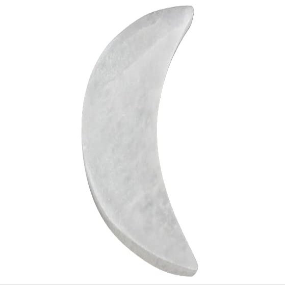 1 Pieces Selenite Moon Charging Plate 4" Carved Selenite Crescent Moon Shaped Cleansing