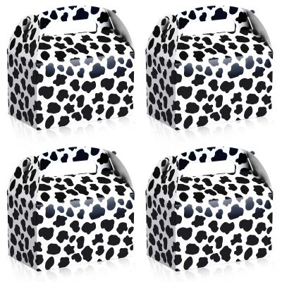 Epakh 24 Pack Cow Party Favor Treat Boxes Candy Treat Present Boxes Cow Print Gift Bags Farm Goodie Boxes for Birthday Wedding Party Supplies Decoration Baby Shower