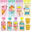 Eaasty 120 Pieces Ice Cream Party Favor Bags, 5 x 11 Inch Four Ever Sweet Goodie Bags with Twist Ties Goodie Cello Wrapping for Ice Cream Theme Party, Baby Shower, Weddings, Valentines view 1