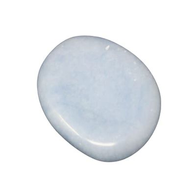 1 Pieces Angelite Pocket Palm Stone MEDIUM (Smooth Polished Stone, Worry Stone)