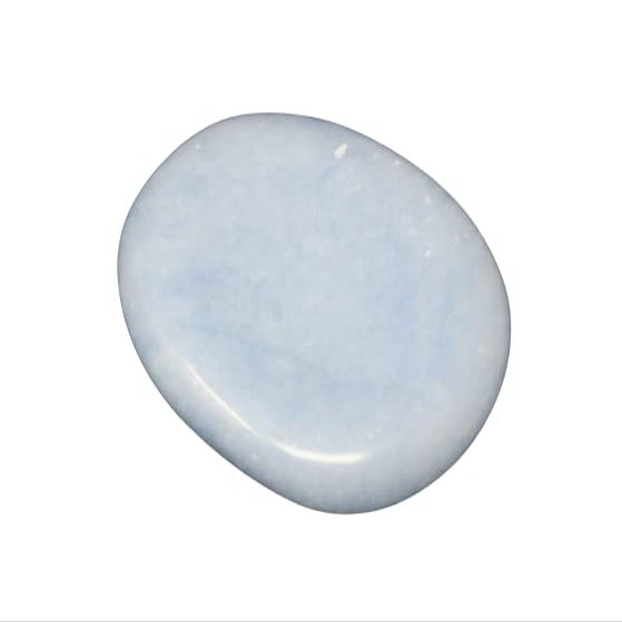 1 Pieces Angelite Pocket Palm Stone MEDIUM (Smooth Polished Stone, Worry Stone)
