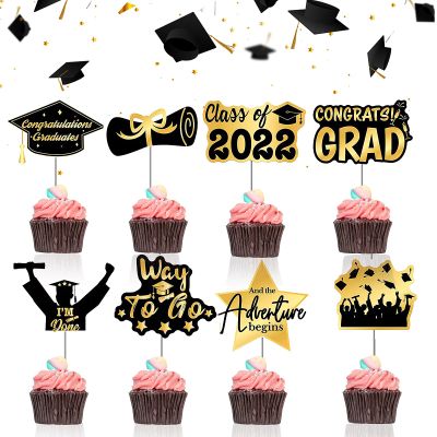 104 Pack 2022 Graduation Cupcake Toppers Grad Cap Cake Appetizer Picks Cake Graduation Party Decorations Diploma Cupcake Picks for Cake Food Class of 2022 Graduation Theme Party Supplies