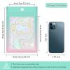 100 Holographic Gradient Mylar Bags with Clear Window, Resealable Zip Pouch, Packaging Party Sample Bags (Green&Pink, 6.3x9.4 Inch) view 3