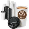Vplus 500 Pack 16 OZ Paper Coffee Cups, Disposable 16 OZ Coffee Cups With Lids, Cold/Hot Drinking, For Home, Traveling, Stores, Office, And Events view 1