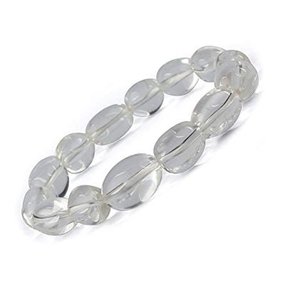 Aleafa Armlet Presents Natural Clear Quartz Bracelet Crystal Stone Big Tumble Bead Bracelet for Reiki and Crystal Stones (Color : Clear) #Aport-4746