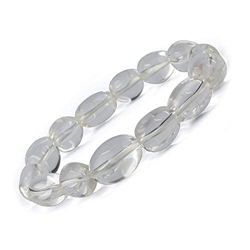 Aleafa Armlet Presents Natural Clear Quartz Bracelet Crystal Stone Big Tumble Bead Bracelet for Reiki and Crystal Stones (Color : Clear) #Aport-4746