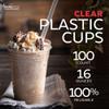 [100 Count 16 oz.] Plastic Cups - 16oz PET Plastic Cups - Crystal Clear Cups Disposable Party Cups - Disposable Travel ToGo Cups for Water, Beer, Booze, Smoothie Ice Coffee - Large Cold Drink Cups view 4