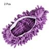MECCANIXITY Washable Cleaning Shoes Cover Multifunction Chenille Duster Mop Slippers Foot Socks for House Floor, Pack of 2 Purple view 3
