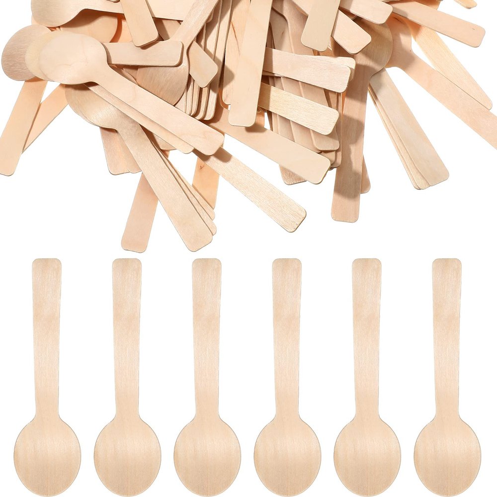 500 Pack Mini Wooden Spoons 3.9 Inch Disposable Wooden Spoons Birch Wooden Dessert Spoons Tiny Wooden Spoons Dessert Utensils for Eating Party Supplies, Chocolate Stirrers