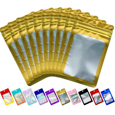 100 Pack Mylar Bags with Clear Window,Resealable Baggies Mini Ziplock Foil Pouch Bags for Small Business Sample Eyelash Jewelry