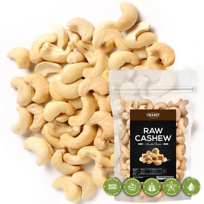 Premium Raw Cashews 32oz (2 lbs.) Non-GMO, No Additives Batch Tested Gluten & Peanut Free, Resealable Pouch for Freshness, Unsalted Cashews - Perfect for Pesto, Salads, Gourmet Cooking and Baking