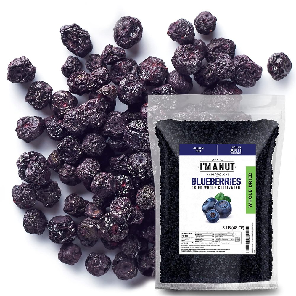 Dried Blueberries 3 lb (48 oz) Gluten-Free & Peanut-Free, Slightly Sweetened Great for Baking & Snacking Berries with Benefits