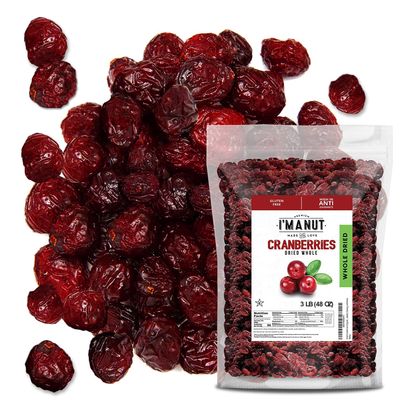 Dried Cranberries Original 3 Lbs(48 oz) Batch Tested Gluten & Peanut Free | Resealable Bag | High in Antioxidant | Great for Salads, Cooking and Mixes | Sweetened