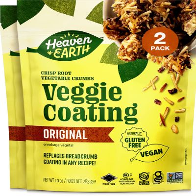 H&E Veggie Coating, Crisp Root Vegetable Crumbs, 10oz (2 Pack) Gluten Free Breadcrumb Replacement, Non GMO, Vegan, Kosher (Including Passover)