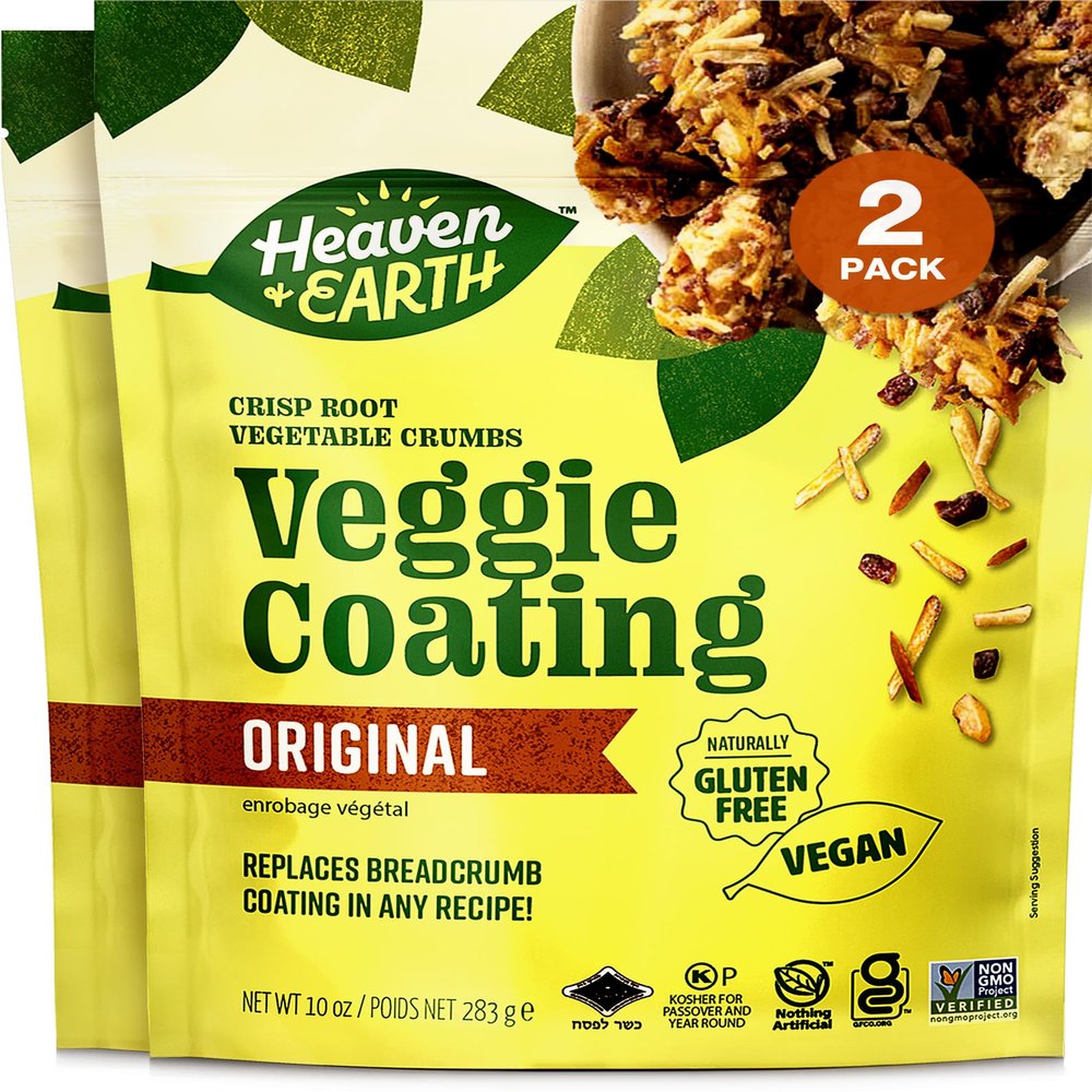 H&E Veggie Coating, Crisp Root Vegetable Crumbs, 10oz (2 Pack) Gluten Free Breadcrumb Replacement, Non GMO, Vegan, Kosher (Including Passover)