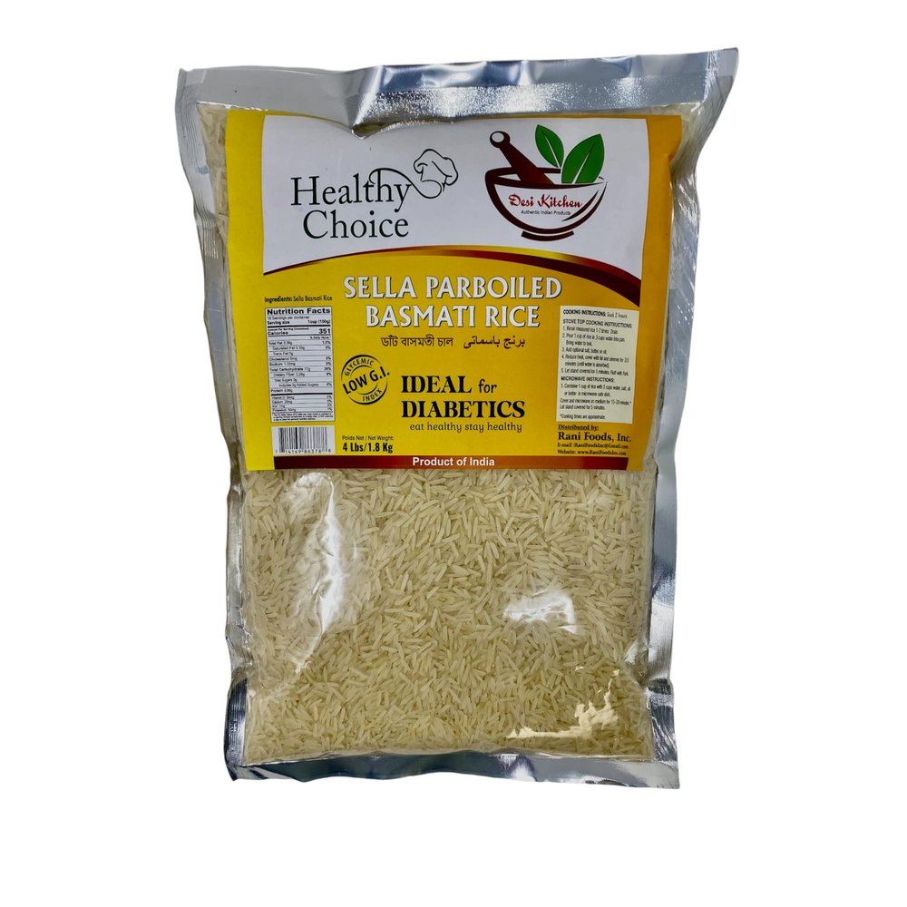 Desi Kitchen All Natural | Premium Quality | Vegan | Sela Parboiled/Diabetics Basmati Rice 4lbs (1.8kg)