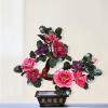 YUHUAWF Artificial Bonsai Feng Shui Lucky Tree Natural Jade Bonsai Jade Carving Flower Bonsai Ornaments for Tabletop Home Office Decoration (8 Peony Flowers) for Home Office view 3