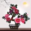 YUHUAWF Artificial Bonsai Feng Shui Lucky Tree Natural Jade Bonsai Jade Carving Flower Bonsai Ornaments for Tabletop Home Office Decoration (8 Peony Flowers) for Home Office view 4