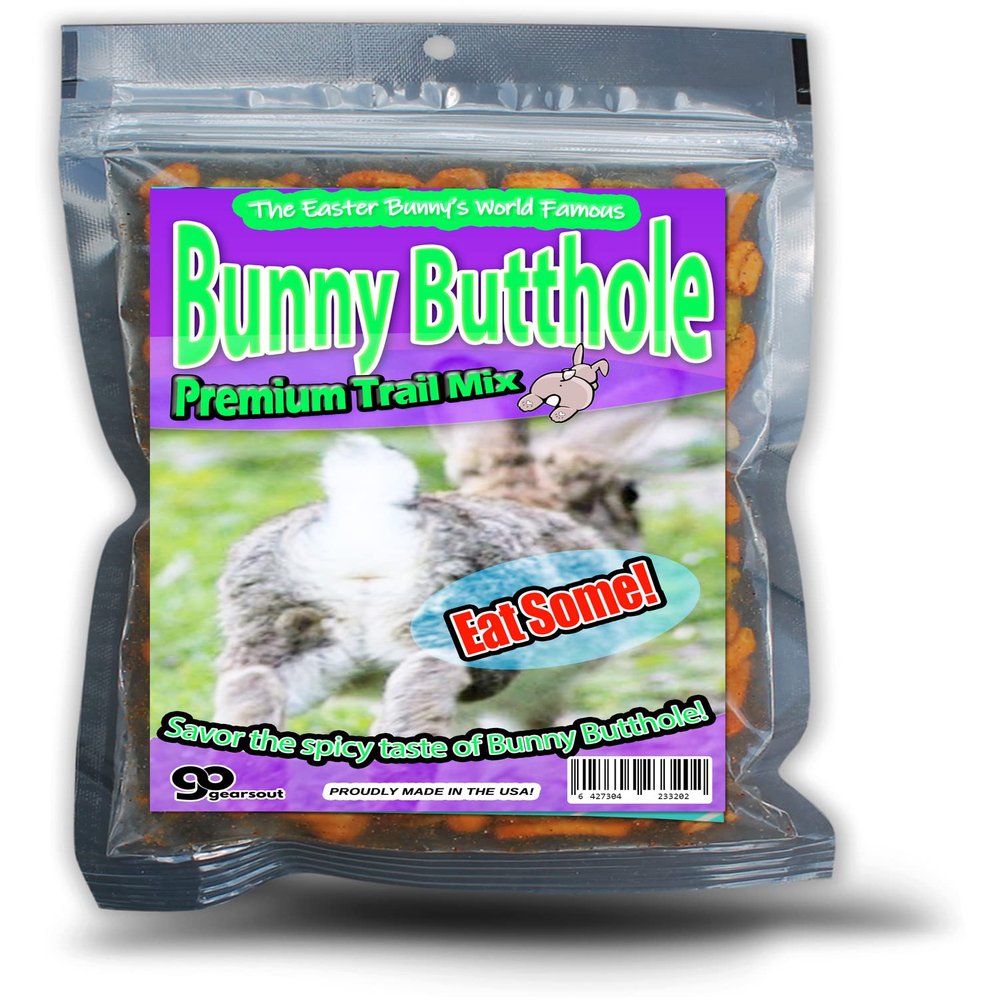 Bunny Butthole Premium Trail Mix Easter Bunny Spicy Snack Blend Basket Stuffer for Adult Kids Men Women Teens Made in the USA Gears Out