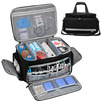 LEFORZ Home Health Nurse Bag Medical Bag Empty First Aid Storage with Detachable Divider Medical Supplies Bag for Nursing Student,Therapist,Doctors
