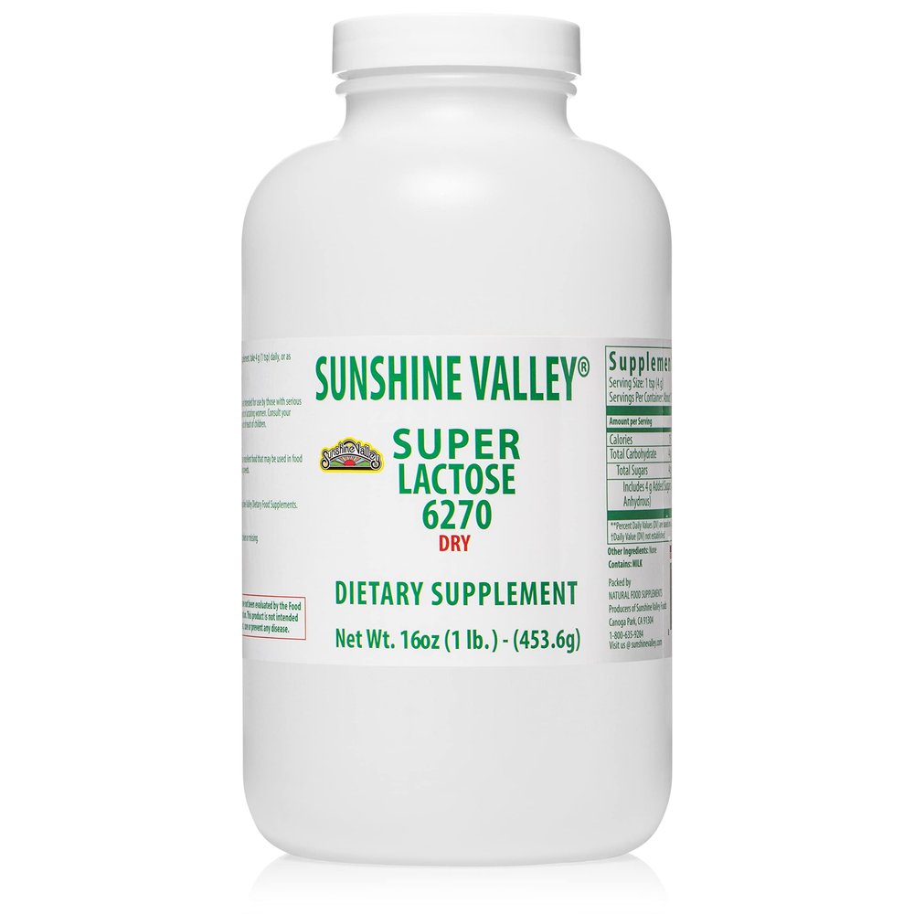 Sunshine Valley Super Lactose Dry Powder (FREE FLOW POUR) - Natural Sweetener & Baking Enhancer, Powdered Sugar for Cooking & Food Mixtures, Food Stabilizer & Filler - 16 oz