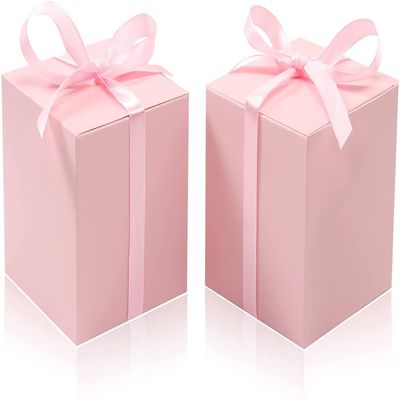 COTOPHER 60pcs Wedding Favor Boxes, Paper Gift Boxes 3x3x3 Inches Small Gift Boxes with Ribbons Small Boxes for Gifts, Crafting, Cupcake, Candy, Bridesmaid Proposal Boxes