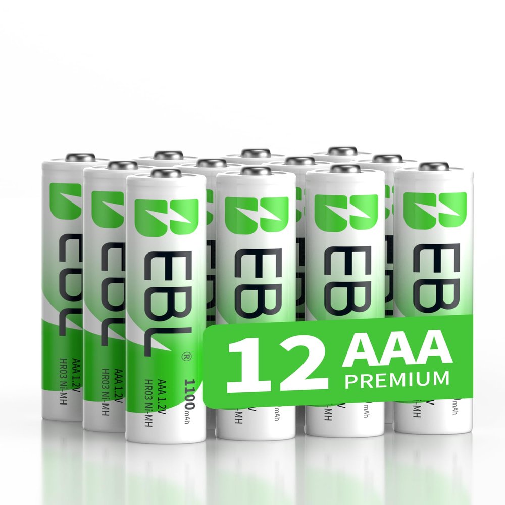 EBL Rechargeable AAA Batteries 1100mAh Ni-MH AAA Rechargeable Batteries 12 Pack