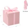 COTOPHER 25pcs Pink Wedding Favor Boxes, 3x3x3 Inch Gift Boxes with Ribbons for Wedding, Baby Shower, Birthday, Bridal Shower view 4