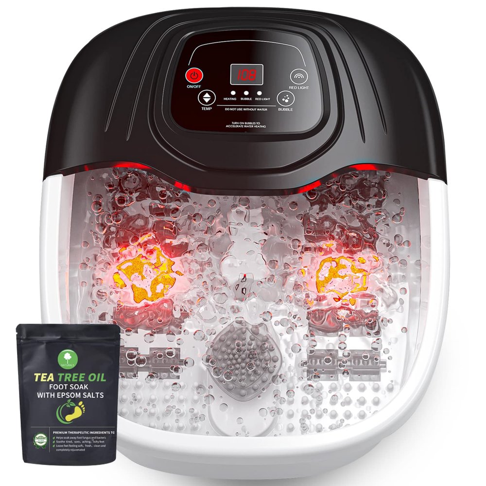 RIGHTMELL Foot Spa Bath Massager with Heat, Epsom Salt,Bubbles, Vibration and Red Light, Tub for Stress Relief,Foot Soaker, Christmas Gifts Birthday Gifts for Mom Dad Women Men Her Him