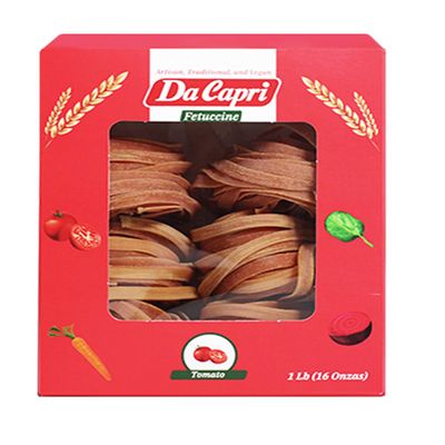 Da Capri Tomato Fettuccine (Pack Of 2) | Artisanal Homemade Pasta | 16 Oz Vegan & Healthy | 100% Natural & Plant-Based | Easy to make & Fast Cooking